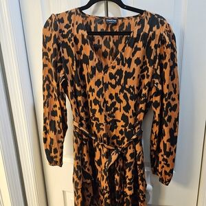 Bebe Vivid Orange and Black Animal Print Dress